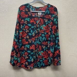 NWOT Torrid Georgette Pintuck Button Front V-Neck Blouse Women Plus Size 2X